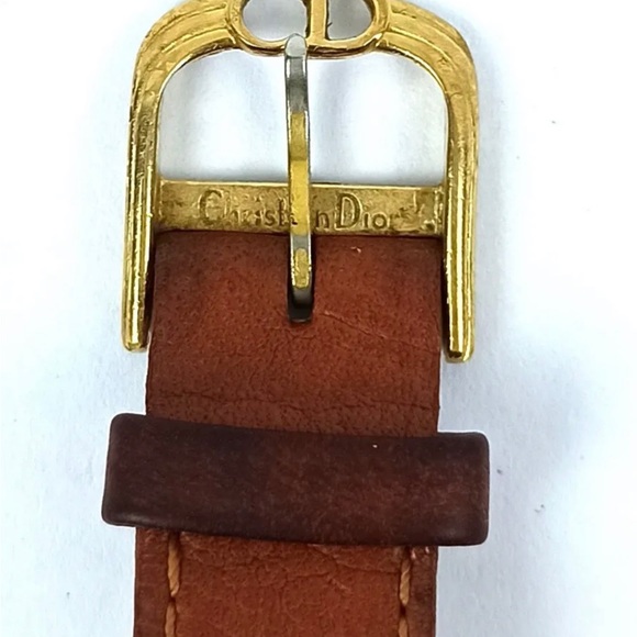 CHRISTIAN DIOR PARIS WATCH VINTAGE WRISTWATCH LUXURY GOLDEN ROUND WHITE DIAL - Picture 12 of 12